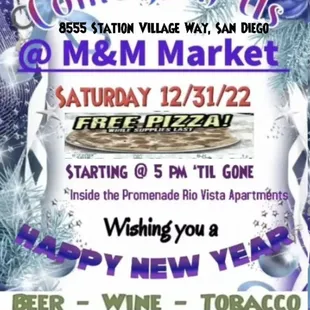 NEW YEARS EVE 12/31/22 5 pm - 10 pm while supplies last