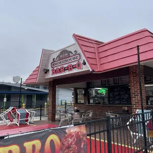 Front of restaurant, outdoor seating only