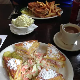 Monte Cristo, potato salad, and Reuben.