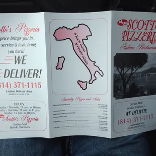 Front of menu