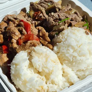 two choice plate lunch: igado and imbaliktad