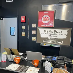 the front desk of a restaurant