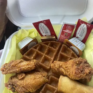 This waffles so huge! Very very delicious. I don't know why my camera showing it to be so dark. But it was so soft and flavorful. 8/23/2023