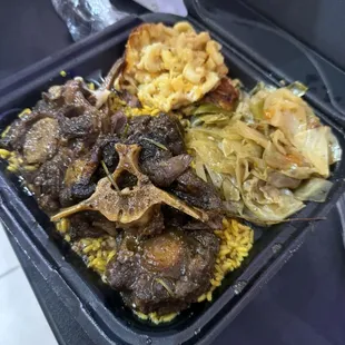 Oxtail, cabbage, Mac and cheese