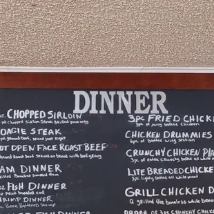 a menu on a blackboard