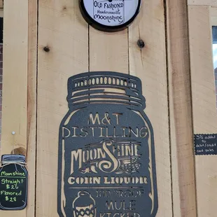 a mason jar and a clock