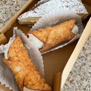 Cannolis and German custard cake