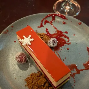 White Chocolate Cranberry Mousse, Citrus Olive Oil Cake