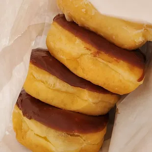  stack of chocolate covered doughnuts