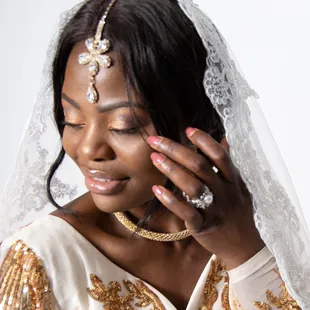 Custom designed Bridal wear  with sequins lace fabric