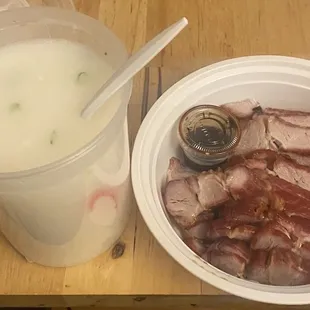 Congee, Honey Roasted Pork