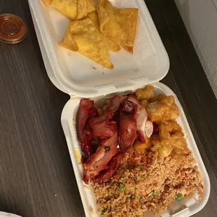 3 item combination  House Fried Rice Chow Mein Sweet &amp; Sour Chicken 8 Piece Crab Rangoon