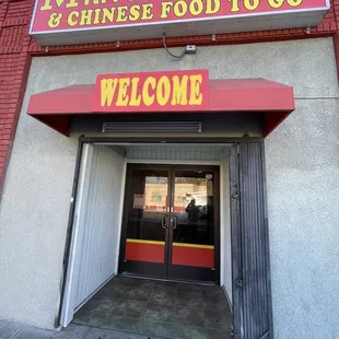 the entrance to the restaurant