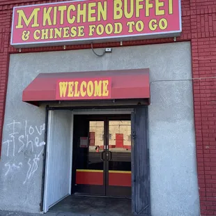 the entrance to the restaurant