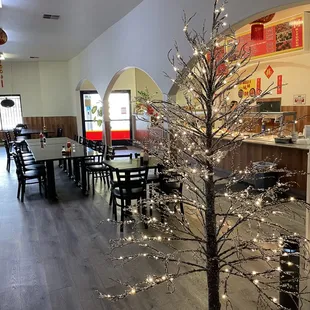 a tree with white lights