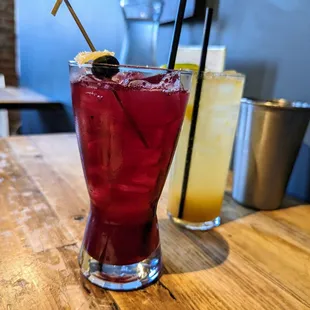 Cocktails. Blueberry Ginger Smash ($18) and Ginger Peach Mule ($17).