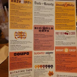 Beer menu