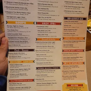 More beer menu