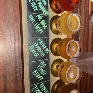 Flight of craft beer