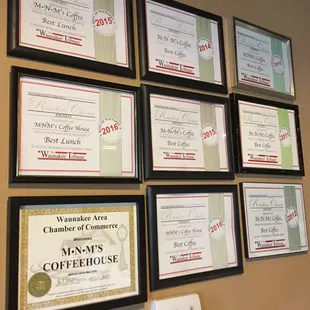 ows a wall of awards