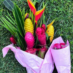 Flowers for the grave.   So fresh and vibrant colors.