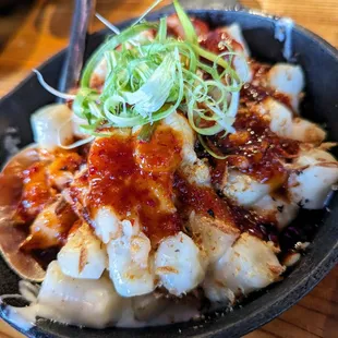 Lobster &quot;Mac&quot; &amp; Cheese. $26. Crispy rice cakes, Mornay sauce, herb breadcrumbs, chili poached lobster.