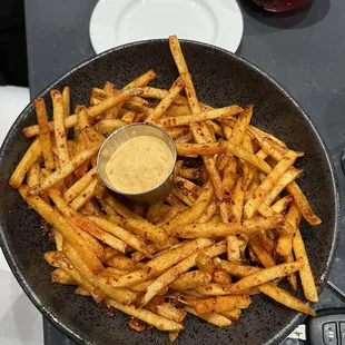 Chili crisp garlic fries w/ kimchi aioli