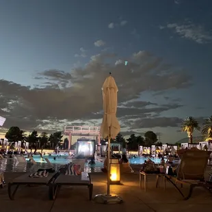 Getting darker and awaiting the start of the show