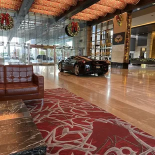Ferrari in the lobby.