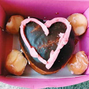 Strawberry- Cream filled heart shaped donut.. It was a hit!