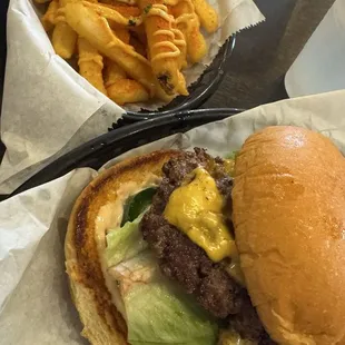 M shack burger with hot fries