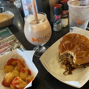 Blue burger Peanut Butter Shake Tater Tots