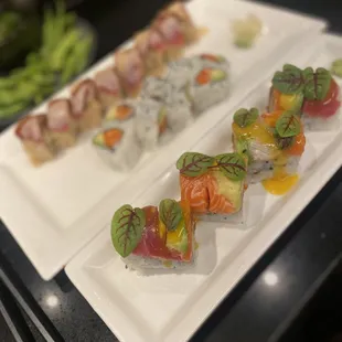 a variety of sushi on a plate