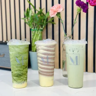 Matcha Tornado (left), Choco Slush (middle), Green Milk Tea (right) - would recommend all of them!