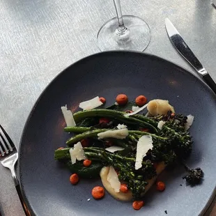 Roasted broccolini with artichoke purée