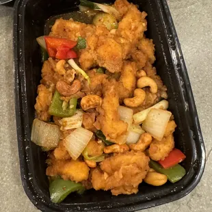 Breaded &amp; deep fried chicken, very little vegetables.