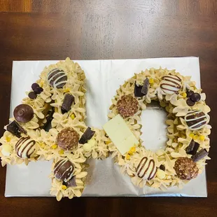 customized number mocha cake