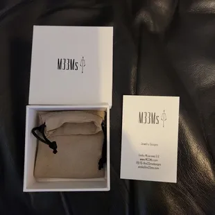 Classy packaging and business card for Emiko Miyazawa