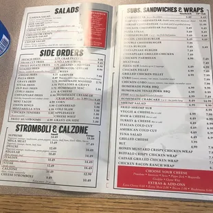 a menu for a restaurant