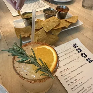Chips &amp; Salsa ($4 HH), Paloma ($6 HH)