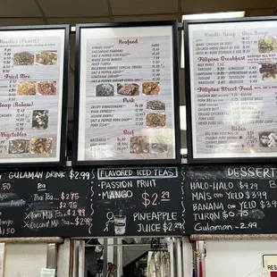 menus and prices