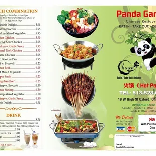 the menu for panda garden