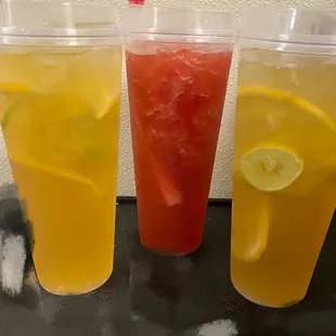 three different types of drinks