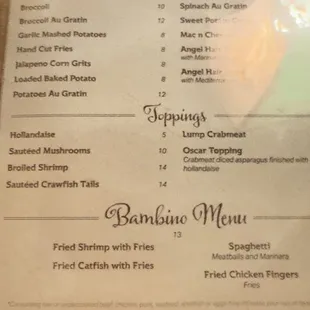 The menu