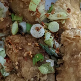 Huge pieces of garlic fried chicken wings