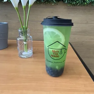 A yummy boba drink