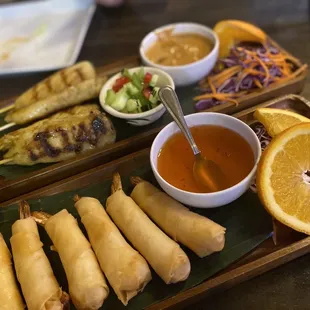 a variety of asian food