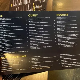 Menu (rice, curry, noodles)