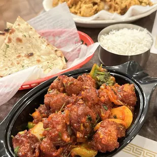 Trying something different and glad we did!  Highly recommend the Vegetable Manchurian. Very flavorful even at Level I.