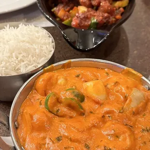 LOVE their Shrimp Tikka Masala compared to others in the area. Lotsa&apos; shrimp, onions, bell peppers and the curry is creamy!
